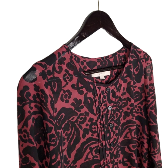 THE LOFT Floral Sheer Long Sleeve Button Up Blouse - Picture 2 of 8